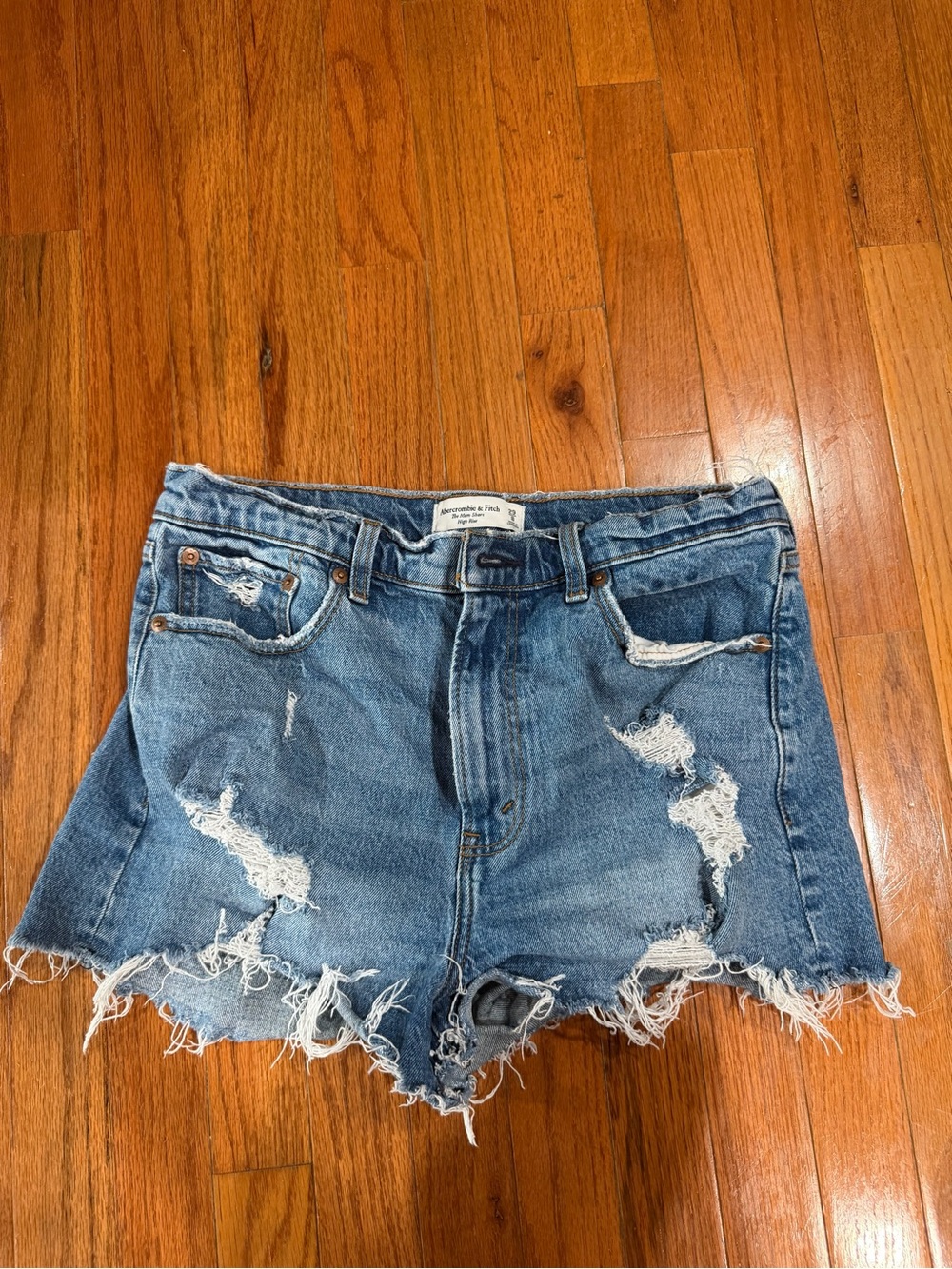 Abercrombie & Fitch Light Blue Distressed Denim Cutoff Shorts